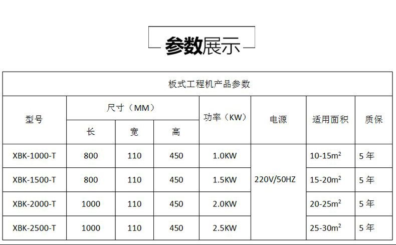 对流式电暖器产品型号参数